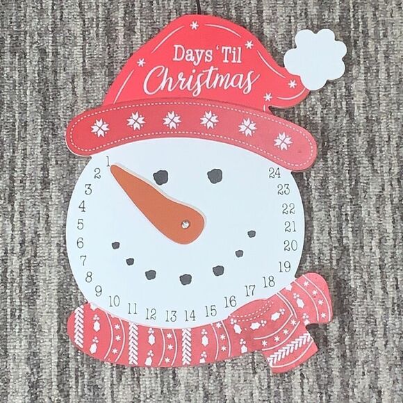 Holiday Style Snowman Countdown to Christmas Wall Door Hanging Red White 9x13 Ne - Picture 1 of 6